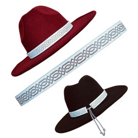 Celtic Knot Cowboy Hat band, Hatband for Fedora Western Panama hats, Handmade Adjustable size for Men and Women. (White Light Gray)