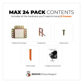 Beehive Picture Hangers 144 Pcs Picture Hanging Kit, The Ultimate Wood, Metal Channel and Canvas Picture Hangers for Drywall, Requires No Measuring to Hang Artwork and Office Decor, Hangs 12 Frames