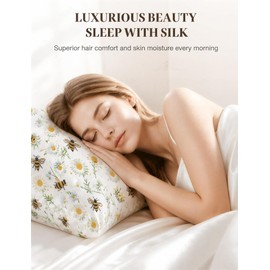 Silk Pillowcase 2 Pack for Hair and Skin, Daisy Bee