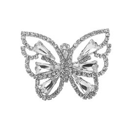 Rhinestone Butterfly Ring Sparkling Bow-Knot Knuckle Ring Wedding Jewelry for Women (BXR907PL-W, One size)
