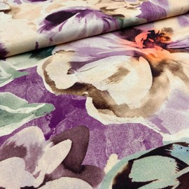 Kt KILOtela 100% Cotton Canvas Fabric 160cm Wide - 160cm Wide - Purple - Half Panama - Digital Print - per metre