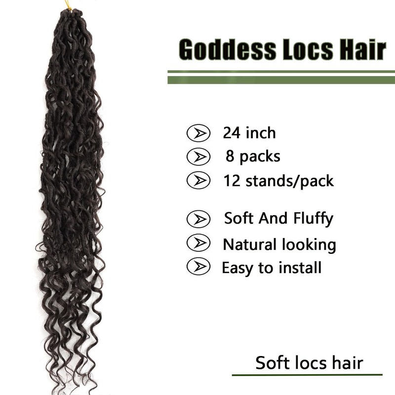 LMZIM Goddess Locs Crochet Hair 24 inch Faux Locs Crochet