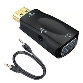 QIANRENON QIANREN HDMI to VGA Adapter Converter with 3.5mm Audio Jack Cable, HDMI to VGA Converter Male to Female Gold Plated Connector HD Video 1080P for Laptop, PC, Monitor etc