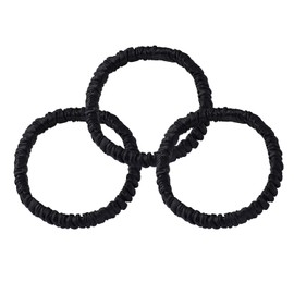 100% Slim Silk Scrunchies for hair, JOYCHER Hair Scrunchies 3 Pack, 100% Pure Mulberry Silk Hair Ties Hair Bands for Women,Girls,Thick Curly Hair No Crease Soft Less Pulling-Black*3
