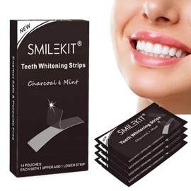 14 Pares Tiras Blanqueadras Dentales Carbon Activado Tiras Adhesivas Blanqueadoras dentales Dientes Amarillo Elimina Manchas Carbon Activado