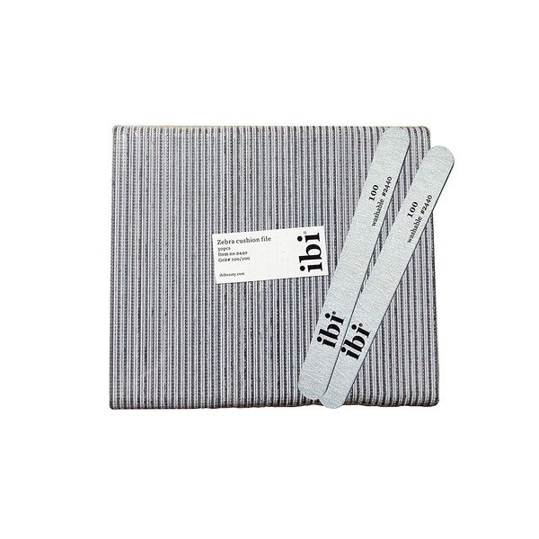IBI 100 Zebra Cushion File | Grit 100/100 | Washable and Disinfectable (50PCS)