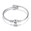 SBI Jewelry Initial Letter Cuff Bracelet for Women Silver Heart