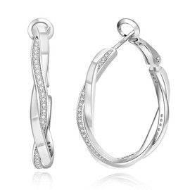 Silver Hoops Earrings for Women, 20mm Sterling Silver Earrings Hoops, Hypoallergenic Huggie Sleeper Earrings, Small Hoop Earrings for Girls Christmas Birthday Jewellery Gift