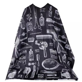 헤어 커팅 방수 스냅 천 미용실 이발 케이프 미용사 앞치마 140x115cm Waterproof Snap Hair Cutting Cape for Barber Salon 140x115cm [White]