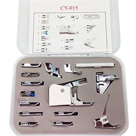 HONEYSEW 32/42/52 Presser Foot Kit Low Shank Adapter Zipper Foot Overcast Foot Snap On (15pcs Presser Foot kit)
