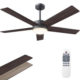 VanBoLon Ceiling Fans with Lights 52 Inch Outdoor, Ceiling Fan with Remote Control & Light, 52" Ceiling Fan Flush Mount with LED DC Reversible Motor for Bedroom, Living Room, Patios