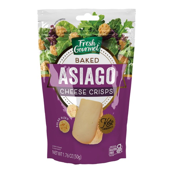 Fresh Gourmet Asiago 100% Real Cheese Crisps, Great for Snacking and Salad Topper,1.76 Ounce (Pack of 12)