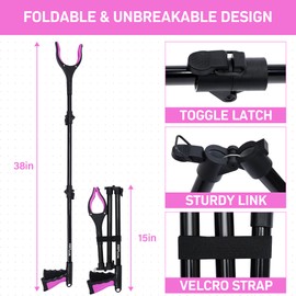 38" Grabber Reacher Tool – 2 Pack Foldable Reacher Grabber Pickup Tools for Seniors, Disabled, Trash Pickup, and Hard-to-Reach Areas, Ergonomic Grip & Lightweight Design（Orange Pink）