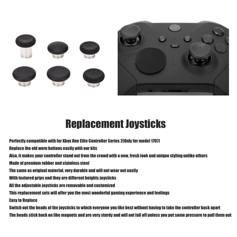 ASHATA 6 Metal Replacement Joysticks for One Series 2, 6