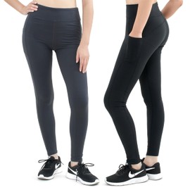 SATINA Gym Leggings for Women - 2 Pack, High Waist, Tummy Control - Buttery Soft, Versatile for All Occasions - 92% Polyester 8% Spandex - Easy Care, Comfortable Fit - Black & Charcoal, Plus Size