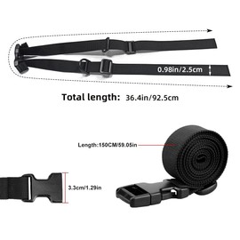 Rifrpha 2 PCS Adjustable Backpack Sternum Strap with Buckle 2 PCS Luggage Suitcase Straps Black Nylon Webbing Strap Sternum Straps for School Bags, Hiking Bags, Luggage, Duffel Bags, Fasteners