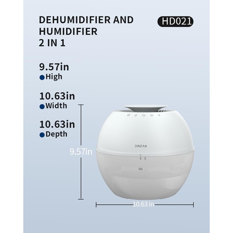 Dual-Function Humidifier & Dehumidifier 152oz Water Tank Steam distillation humidification