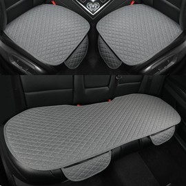 West Llama Linen Car Seat Covers,Bottom Seat Covers for Cars Include 1 Pair Front Driver Seat Pad Mat and 1 Rear Bench Cover Universal Fits 90% Vehicles,SUVs,Cars,Sedans(3Piece-Gray)