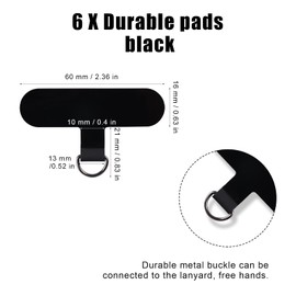 SAVITA 6pcs Cell Phone Tether Tabs, Crossbody Phone Strap Tether Tabs Multifuctional Phone Lanyard Patch Pad for Most Smartphones (Black)