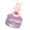 Rabbit Figurine Trinket Boxes Hand Painted Rhinestones Small Jewelry Box