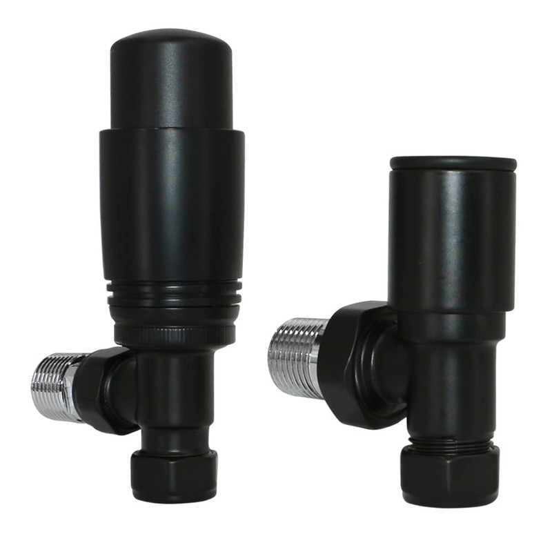 NRG Angled TRV Thermostatic Designer Radiator Valve Black Central Heating