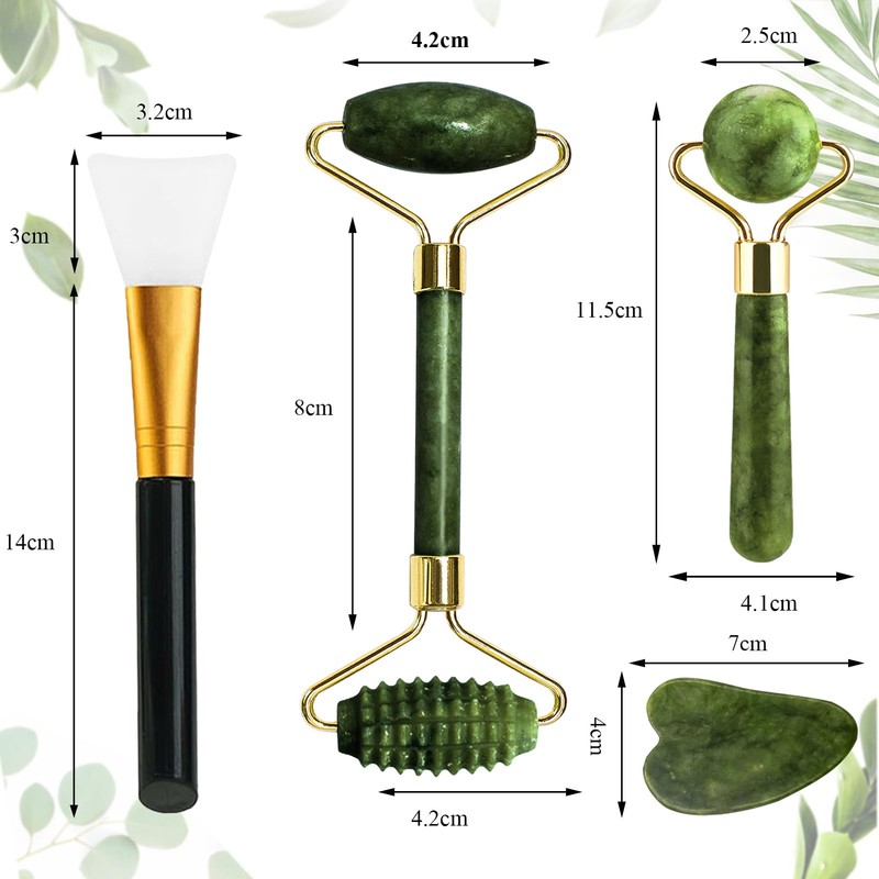 Gua Sha Stone & Face Roller Set Natural Jade Roller