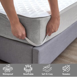 Qatan King Mattress Protector – Waterproof Mattress Pad for Incontinence – Soft, Breathable, Washable Cover with Strong Elastic Corner Straps – Fits Up to 16" Deep