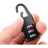 Black Zinc Alloy Three-Wheel Mini Code Lock Luggage Zipper Lock