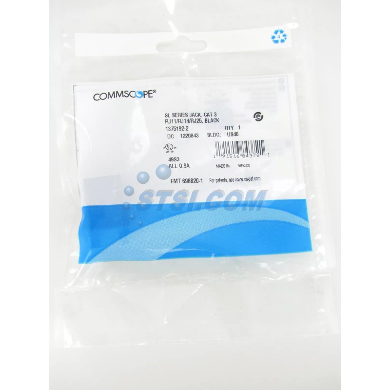Commscope 1375192-2 Cat3 SL-Series RJ11,RJ14,RJ25 Modular Jack, Black ~STSI