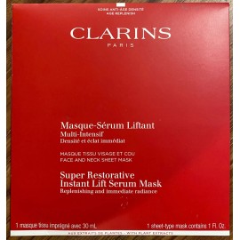 Clarins Super Restorative Instant Lift Serum Face Neck Mask 1 Sheet ( Lot of 3)