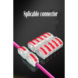 Compact Plug-In Terminals, CTRICALVER SPL-1 Connection Clamp Lever Nuts Set, Push Cable Connector Assortment Quick Terminal Block Splice Connector (Red, 26 Pieces)