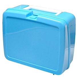 Sky Blue Plastic Lunchbox with White Handle