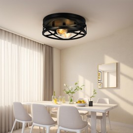 Popity home 2 Pack Ceiling Light Fixture, Farmhouse Light Fixture for Kitchen or Hallway, Black Metal Kitchen Lighting Fixtures Ceiling, E26 Base