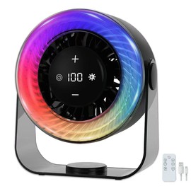 KKANDPP Desk Fans for Bedroom,Quiet Wall-Mounted Desk Fan with Remote,Portable Colored LED Light 100 Speed Digital Display USB Rechargeable Fan for Home Office Bedroom Camping Traveling(Grey)