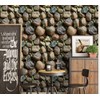 Yancorp 10ft Self-Adhesive Wallpaper Brown Stone Brick Wallpaper Fireplace Kitchen