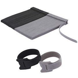 150 PCS Reusable Cable Ties with Hook and Loop, Multi-purpose Adjustable 8 Inch Cable Management Wire Ties Cable Straps for Organizing Home, Office and Data Centers (Black+Gray)