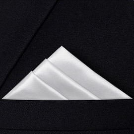 NiaWa Pocket Squares for Men, 12”x12” Polyester Silk Solid Color mens handkerchiefs (White)