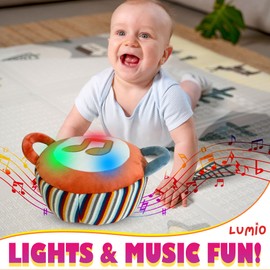Interactive Musical Plush Toy with Lights and Sounds Educational Sensory Toy for 1-6, 6-12 Months Babies, Perfect for Tummy Time, Music Development, and First Birthday Gifts (Guitar)