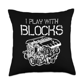 I Play With Blocks Mechanic Engine Block Car Mechanic Gift Throw Pillow
