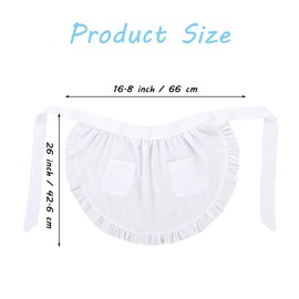ValueBargain Women's White Apron with Ruffles and 2 Pockets & Adjustable Ties Made of High-Quality Polyester Machine Washable for Cooking and Kitchen