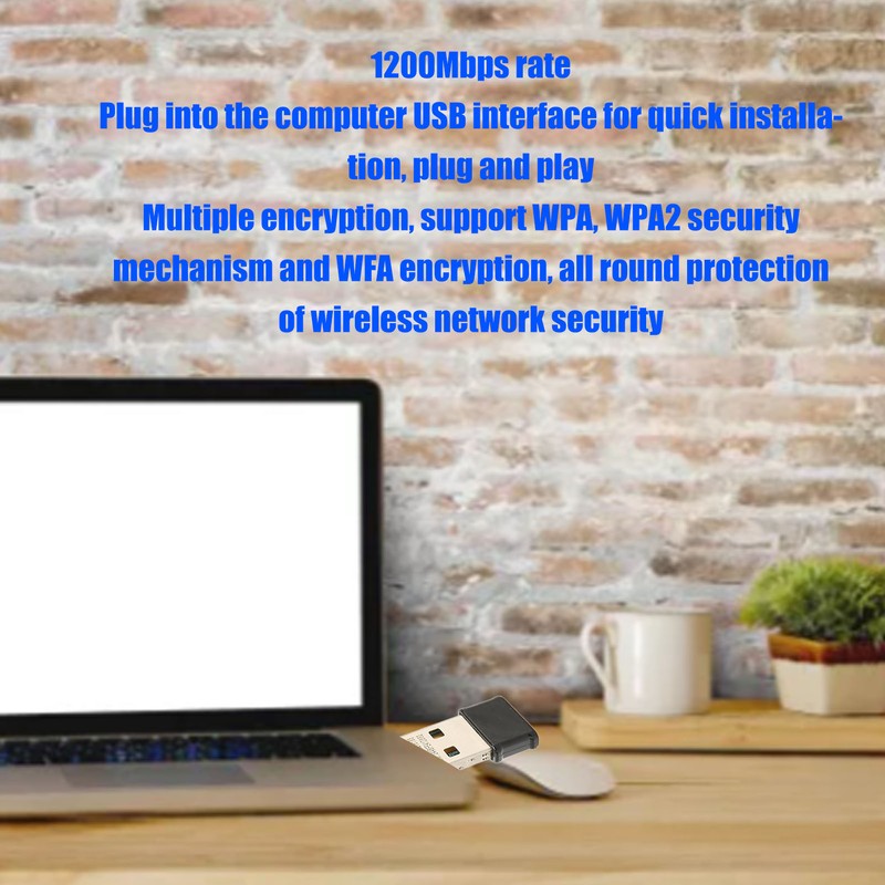 Wifi Adapter 1200Mbps Plug and Play 2.4GHz 5GHz Dual Band