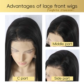 SOMIARIK 13x6 Lace Front Straight Synthetic Wigs for Women Natural Black Straight Lace Front Synthetic Wig Pre Plucked With Baby Hair Party Daily Wear Heat Resistant 26 Inch