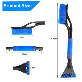 JLTXKST 2-in-1 Snow Brush with Ice Scraper, Car Ice Scraper, with Ergonomic Removable Ice Scraper, Car Whisk, for Car, Truck and SUV (Blue)