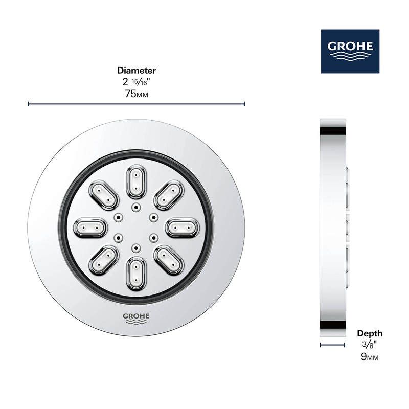 GROHE Rainshower Aqua Body Spray in StarLight Chrome, Round
