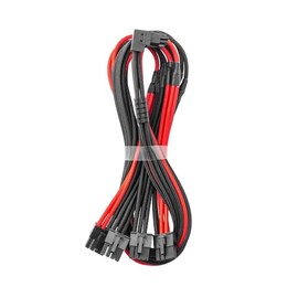 CableMod E-Series Pro ModMesh Sleeved 12V-2x6 12VHPWR 90° StealthSense PCIe Cable for EVGA G/G+ / P/P+ / T - Variant A (Black + Red, 16-pin to Quad 8-pin, 60cm)