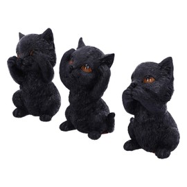 Nemesis Now Three Wise Kitties See Hear Speak No Evil Familiar Black Cat Figure, 8.8 cm