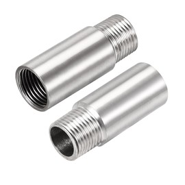 OFOWIN 2PCS Shower Head Extension Arm Stainless Steel, 1/2 PT Male to 1/2 PT Female Thread, 50mm Length Nipple Cast Pipe Fitting Coupler for Kitchen Bathroom Faucet