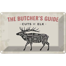 vianmo Tin Sign 18 x 12 cm Elk Cuts of Elk Butcher Shop Decorative Gift Metal Sign