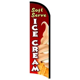 Vista Flags Soft Serve Ice Cream Premium Windless Polyknit Feather Flag (3 x 11.5 feet)
