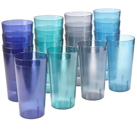 US Acrylic Cafe Plastic Reusable Tumblers (Set of 16) 20-ounce Water Cups Coa...
